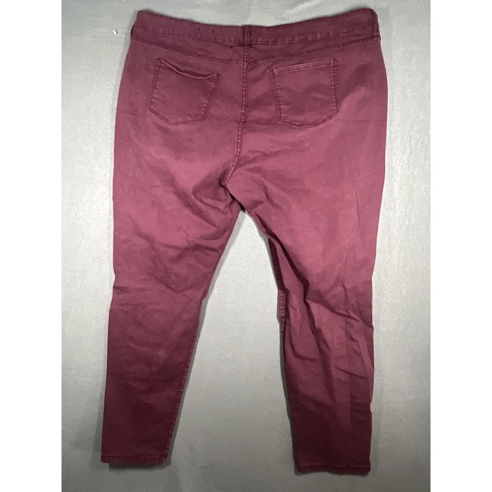 Arizona Jeans Women's Plus Size 20 Burgundy Distressed‎ Jeggings Skinny Fit